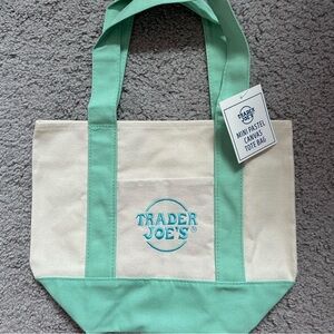 Trader Joe’s Aqua Mini Canvas Tote Bag